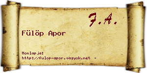 Fülöp Apor névjegykártya